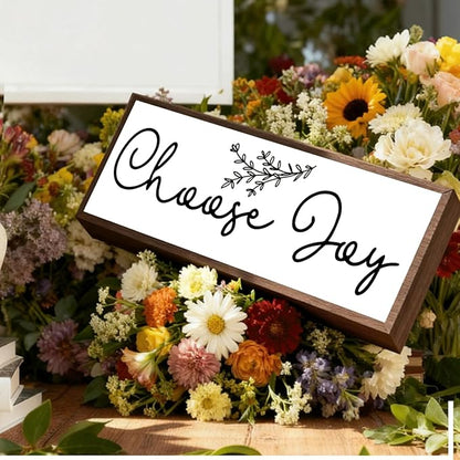 Choose Joy Sign, Happy Decoration for Home Office, Inspirational Wooden Framed Sign, Living Room Decor Tabletop, Rustic Home Bar Club Decors, Farmhouse Wall Decoration