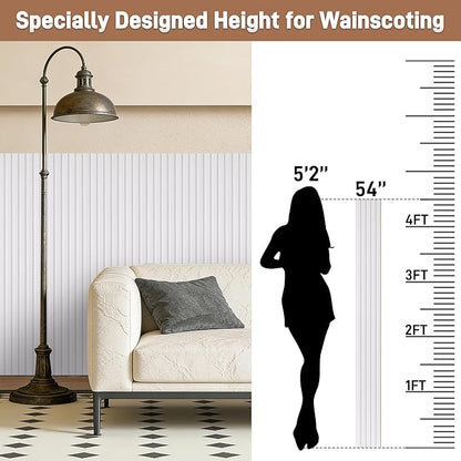 16 Packs Slat Wood Wall Panels, 54 x 6 Inch WPC Wainscoting Panels for Interior Wall Decor, Living Room, Bedroom, Fluted Accent Wall Panels, Low Grille Wall Panels, White Oak