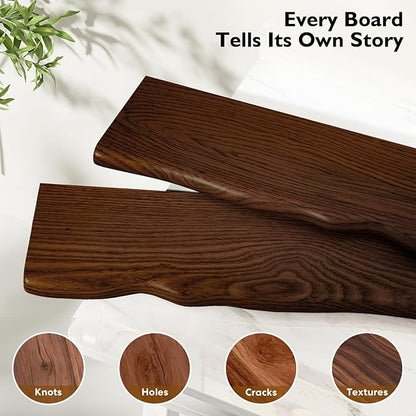 Floating Shelves for Wall Rustic Farmhouse 36 Inch Floating Shelf Bathroom Wooden Shelves for Wall Mounted Live Edge Pine Shelf with Unique Natural Grain for Living Room Bedroom Kitchen (Walnut)