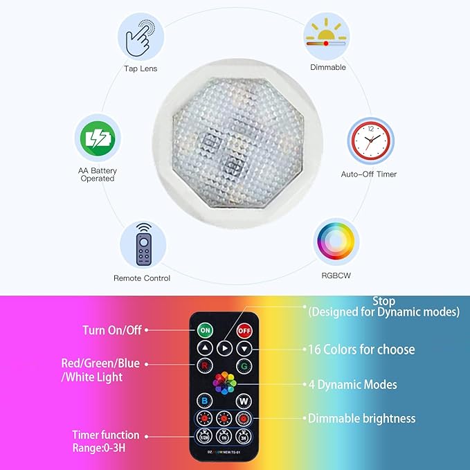 Battery Operated Wall Sconces Set of Two, 18 RGB Colors Stick on Wall Lights with Remote, Changeable Dimmable Height Fabric Battery Powered Wall Lights for Bedroom Living Room Hallway
