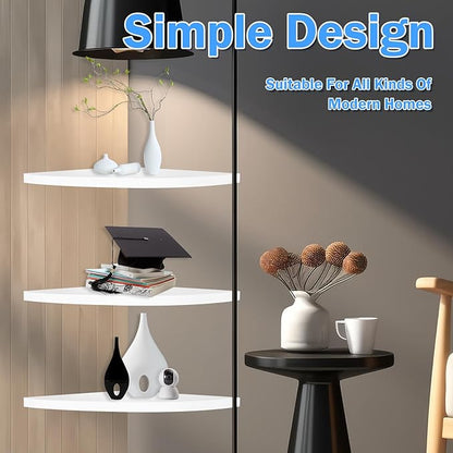 3Pcs Corner Mounting Shelf 20cm Wall Mounted Space Saving Wall Corner Shelf Easy to Install Corner Floating Shelves Minimalist Corner Wall Shelf for Bedroom Living Room Bathroom ZHAZHAMO