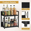 Giikin Countertop Organizer, 2 Tier Coffee Station Organizer for Desktop, Wood Counter Shelf Spice Rack for Kitchen (Black, M)