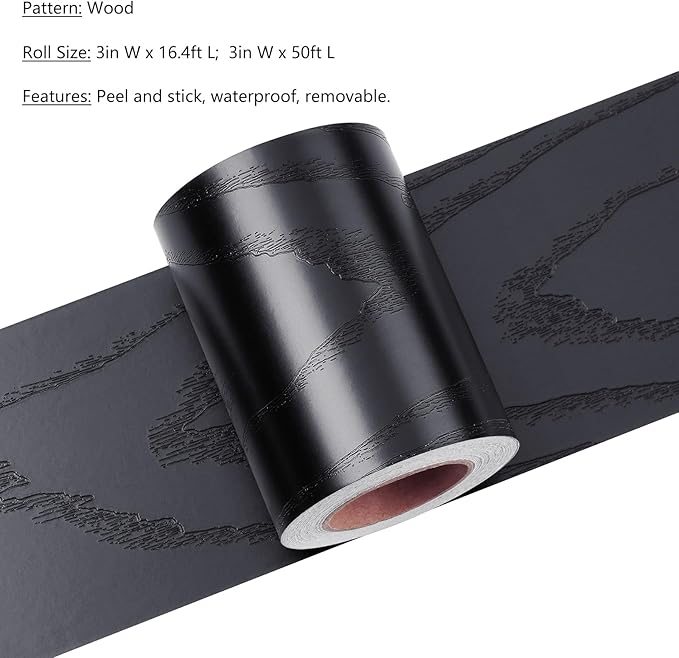 LaCheery Black Wood Mirror Frame Border Peel and Stick Mirror Border Tape Black Wallpaper Borders for Bathroom Mirrors Borders Sticker Waterproof Removable Bulletin Board Wall Paper Trim Decor 3