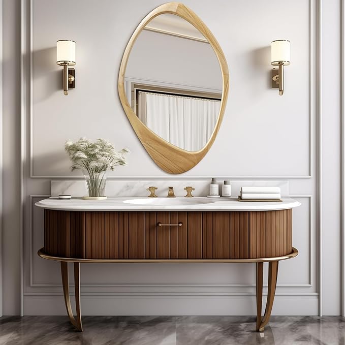 AAZZKANG Large Wall Mirror with Irregular Wood Framed 28