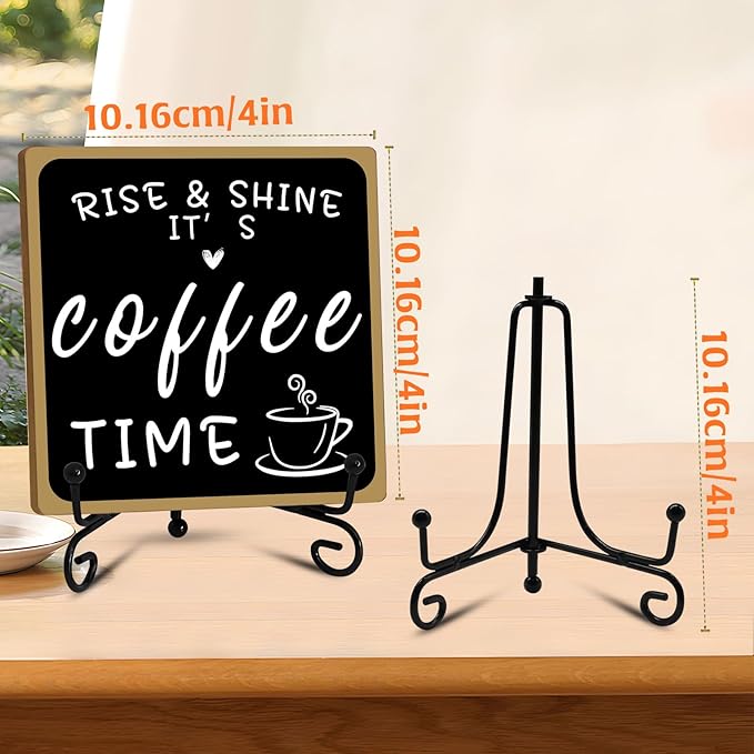 Wooden Coffee Bar Sign Coffee Bar Decor, Coffee Bar Decorations Black and White with Iron Stand Bar Tabletop Shelf Accessories, Coffee Signs Decors for Coffee Station Home Farmhouse Kitchen & Office