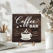 Funny Coffee Bar Decor Sign – Rustic Wooden Plaque for Coffee Station, Farmhouse Cafe Shelf Accessories, Desk or Kitchen Counter Decor,Birthday,Mother Day Gift 5.9 x 5.9 Inch (Brown)