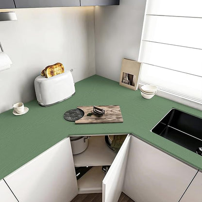 Wood Contact Paper Green Peel and Stick Wallpaper,Thickened No Tearing Vinyl Wrap Sticker, Self Adhesive Waterproof Faux Wood Grain Wallpaper Covering Cabinets Desk Furniture Decoration 17.7" x 78.7"