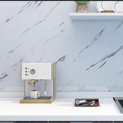 Glossy Marble Contact Paper White Peel and Stick Wallpaper Marble Wallpaper Self-Adhesive Removable 15.7"x394" Wall Paper for Cabinets Bathroom Waterproof Wallpapers Modern Decorative