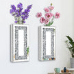 Crushed Diamond Mirrored Wall Decor Vase Crystal Silver Mirror Flower Vase Stunning Decorative Glass Hanging Planter for Home Decor Living Room Dining Room Bedroom Wall Decor.Can't Hold Water(2 Set)
