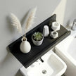 Z metnal Wood Floating Shelves, Small Natural Wooden Display Wall Shelf for Picture Ledge, Wall Mounted, 12 x 5.5inch, Black, 2 Pack