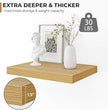 Fun Memories Floating Shelves - 2 Pack 12 Inch Rustic Wooden Wall Shelves - Extra Deeper & Thicker Wall Mounted Storage Shelf for Living Room, Kitchen, Farmhouse - 16