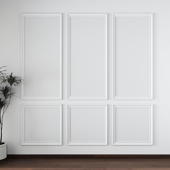 3 Sets Peel and Stick Pre-Cut Wall Molding Kit Wainscot Wall Panel Premade Wainscoting Panels for Interior Molded Home Moulding Decoration(Fashion)