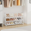 Shoe Rack for Closet Shoe Organizer Space Saver Storage for 12-15 Pair Shoe Shelf with Hook Free Standing 3 Tier Shoe Rack Organizer for Entryway, Small Spaces, White