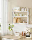 SONGMICS Bamboo Bathroom Shelf, 3-Tier Adjustable Plants Rack, Wall-Mounted or Stand, in The Living Room, Balcony, Kitchen, 5.9 x 23.6 x 21.3 Inches, Cloud White UBCB13W