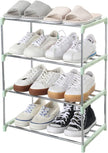 Stackable Small Shoe Rack, Entryway, Hallway and Closet Space Saving Storage and Organization (4-Tier, Green)