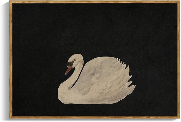 OIQArtOIQ Vintage Framed Wall Art Moody Grace Swan Canvas Art Prints Rustic Farmhouse Pictures Wall Decor Modern Cottagecore Paintings Artwork For Bedroom Kitchen Bathroom Office Living Room