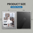 8.5x11 Glass Picture Frame Set of 2, Glitter Photo Frame for Tabletop or Wall Display, Spaekle 8.5 by 11 Silver Wedding Frame