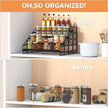 Spice Rack 4 Tier Kitchen Cabinet Organizer,Countertop Spice Rack,Tier Depth Adjustable Cabinet Shelf,Step Spice Organization Easy Visibility,Holds Seasoning and Condiments