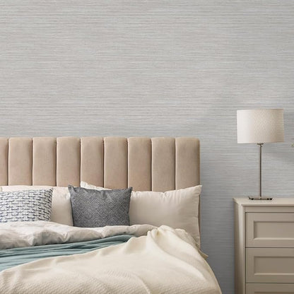 Tempaper Textured Pewter Grey Horizontal Faux Grasscloth Removable Peel and Stick Wallpaper, 20.5 in X 16.5 ft, Made in The USA