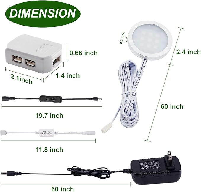 AIBOO RGB Color Changing LED Under Cabinet Lights Kit, Aluminum Slim Multi Color Puck Lights for Kitchen Counter Furniture Holiday Ambiance Christmas Decor Lighting (4 Lights)