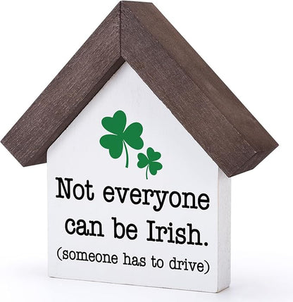 MBL St Patrick's Day Decoration - Funny Wood Irish Decor, Happy Saint Patricks Day Accessories Gifts Green Shamrock Home Table Office Shelf Bar Spring Tiered Tray Centerpiece Gifts for Women Men