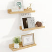 RICHFOCUS Floating Shelves for Wall, 16 inch Solid Wood Picture Ledge Shelf for Wall Storage, Nursery Book Shelves with Lip for Living Room Bathroom Bedroom Kitchen, Set of 3, Natural