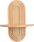 4-Shelf Bohemian Rattan Wall Shelf, Vintage Arched Design, Easy to Install Wood & Rattan, Suitable for Bedroom, Living Room, Office & Balcony