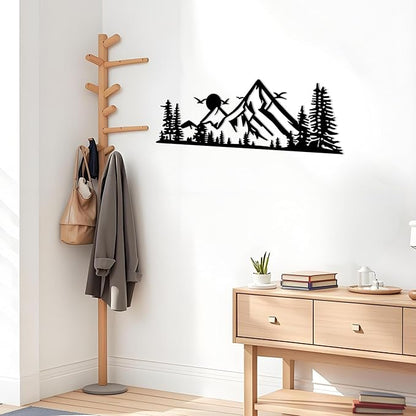 DICYWUDI Black Metal 15.7 x 5.3 inch Mountain Wall Decor – Minimalist Wall Art for or Indoor Kitchen Bathroom Bedroom Living Room Dining Room
