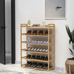 6-Tier Free Standing Shoe Racks, Bamboo Wood Shoe Rack for Entryway & Closet, Holds up to 24 Pairs of Shoes