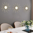 Uaussi 3 Pack Crystal Sunburst Wall Mirror Décor Rhinestone Mirrors Decorative Home Wall Art for Living Room Bedroom Entryway(Curle Burst Gold)