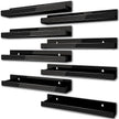8 Pack 15 Inch Black Acrylic Shelves, Black Kids Floating Bookshelf for Kids Room, Modern Nail Polish Rack Sunglasses Essential Oil Picture Ledge Display Toy Storage Wall Shelf