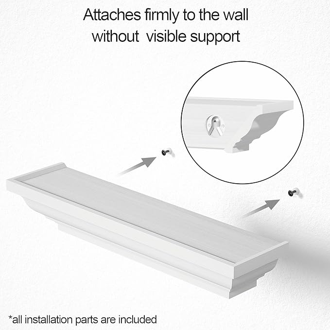 Alsonerbay Floating Shelves - White Rustic Wall Shelves, 3 Pack (17 Inch) for Bedroom, Living Room, Bathroom