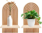 2 Pcs Boho Wall Shelf, Rainbow Arch Wooden Floating Shelf, Bohemian Floating Shelves Wall Decor for Nursery Bedroom Living Room Mid Century Hanging Shelf, 7.09 × 4.72 × 13.58 inches