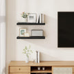 Fun Memories Rustic Floating Shelves for Home Decor, 8 Inch Deep Floating Shelf, Solid Wood Floating Wall Shelves 24 Inch Long, Deep Wall Shelves for Bathroom, Living Room, Black Finsh, Set of 2