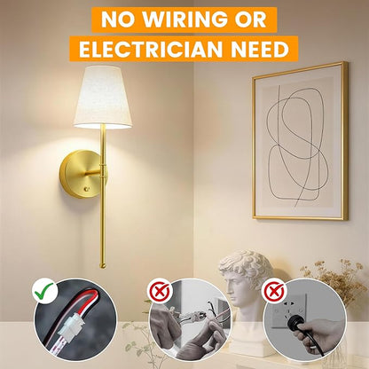 LUTEC Battery Operated Wall Sconce Set of 2,Rechargeable Wall Sconce, 12 Colors Wireless Wall Sconces with 5200mAh RGB Dimmable and Remote,Rechargeable Sconces Decor for Bedroom/Living Room/Hallway