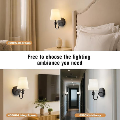 Battery Operated Wall Sconce Set of 2,Wireless Wall Sconces with 10000 mAh,RGB Rechargeable Sconces with Remote,Cordless Wall Lights for Bedroom,Living Room,Bathroom,Renter Friendly Home Decor (Black)