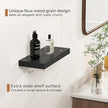 Fun Memories Floating Shelves - 16 Inch Rustic Black Wall Shelf - Wall Mounted Shelves for Wall Decor Storage - Wooden Shelves with Invisible Brackets for Living Room, Bedroom, Kitchen, 2 Pack