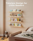 Shario Nursery Book Shelves, 4-Pack Wood Floating Shelves for Wall Kids, Scalloped Shelves, Wall Book Shelves for Bedroom Kids, Toddler Room, Baby Room, Nursery Decor (Wood, 23 Inches)
