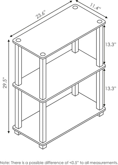 Furinno TURN-S-TUBE Storage Shelves, 3-Tier Book Shelf, Corner Shelf, Toolless Open Shelves, for Organization and Storage, Living Room, Garage, Home Office, Sonoma Oak