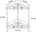 2 Tier Floor Standing Corner Shower Caddy Organizer Shelf with Hooks, Bathroom Shelves Stand Rack, Silver