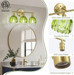 Vintage Bathroom Light Fixtures,3-Light Hardwired Vanity Lights with Green Tulip Glass Shade,Gold Bathroom Vanity Light for Mirror Restroom,E26 Socket,18.5 in(Bulbs Not Included)