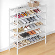 Smiry Bamboo Shoe Rack for Closet, 6 Tier Long Wooden Stackable Shoe Organizer, Free Standing Shoes Storage Shelf for Entryway, Front Door Entrance, White