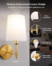 Ouyulong Battery Operated Wall Sconces Set of 2, Wireless Rechargeable Dimmable Wall Light with RGB Bulb and Remote for Bedroom, Living Room, Hallway (Gold)