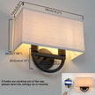 Yosoan 2-Light Linen Fabric Cloth Boho Wall Sconce Stairwell Fixture Light, Indoor Hardwired Vanity Dual Vintage Black Metal Base Wall Mount Lighting Square Fabric Shade for Bedside Hallway Kitchen