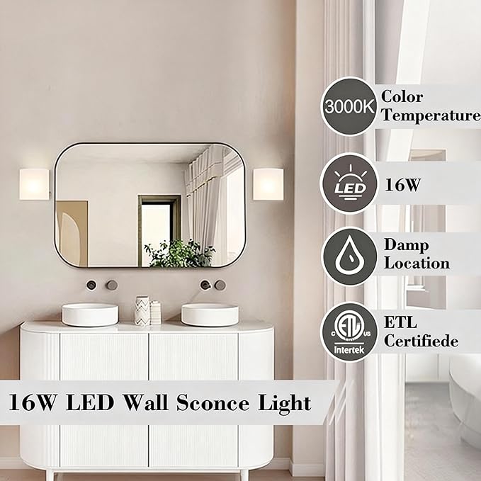 8 inch LED Wall Sconce Lights, Indoor Wall Decro Lighting, 1-Light Wall Light Fixture for Hallway Stairwell Bedroom Living Room Picture Decor Lighting, Support Dimmable