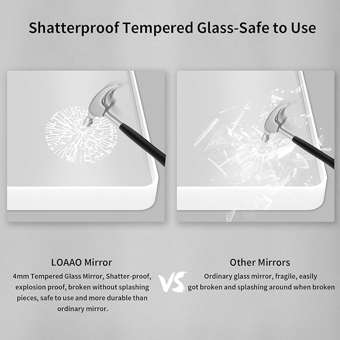 LOAAO 72x36 Inch White Metal Framed Bathroom Mirror for Wall, White Bathroom Vanity Mirror Farmhouse, Large Rounded Rectangle Mirror, Anti-Rust, Tempered Glass, Hangs Horizontally or Vertically