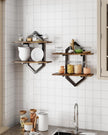 Floating Shelves, Set of 2 Wall Shelf, Wall Mounted Decorative Shelves, 2-Tier Modern Geometric Hanging Storage Shelf for Living Room, Bedroom, Kitchen, Office, Study (Rustic Brown + Black)