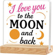 Valentines Desk Decor, Happy Valentine's Day Home Office Table Sign for Porch Tiered Tray Shelf Party, Rustic Romantic Acrylic Gifts Decorations for Him Her Wife,I Love You to The Moon And Back