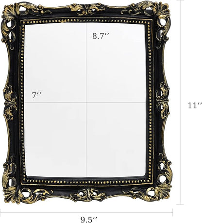 Funerom Vintage 11 x 9.5 inch Decorative Mirror, Wall Mounted & Tabletop Makeup Mirror ，Square (Black)