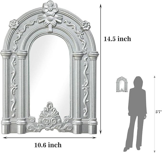 ZEXUIRU 2PCS Arched Window Wall Mirror,Rustic Farmhouse Home Decor, Wood Framed Accent Mirror for Living Room,Bathroom,Bedroom,Kitchen,14.5x10.6 Inches